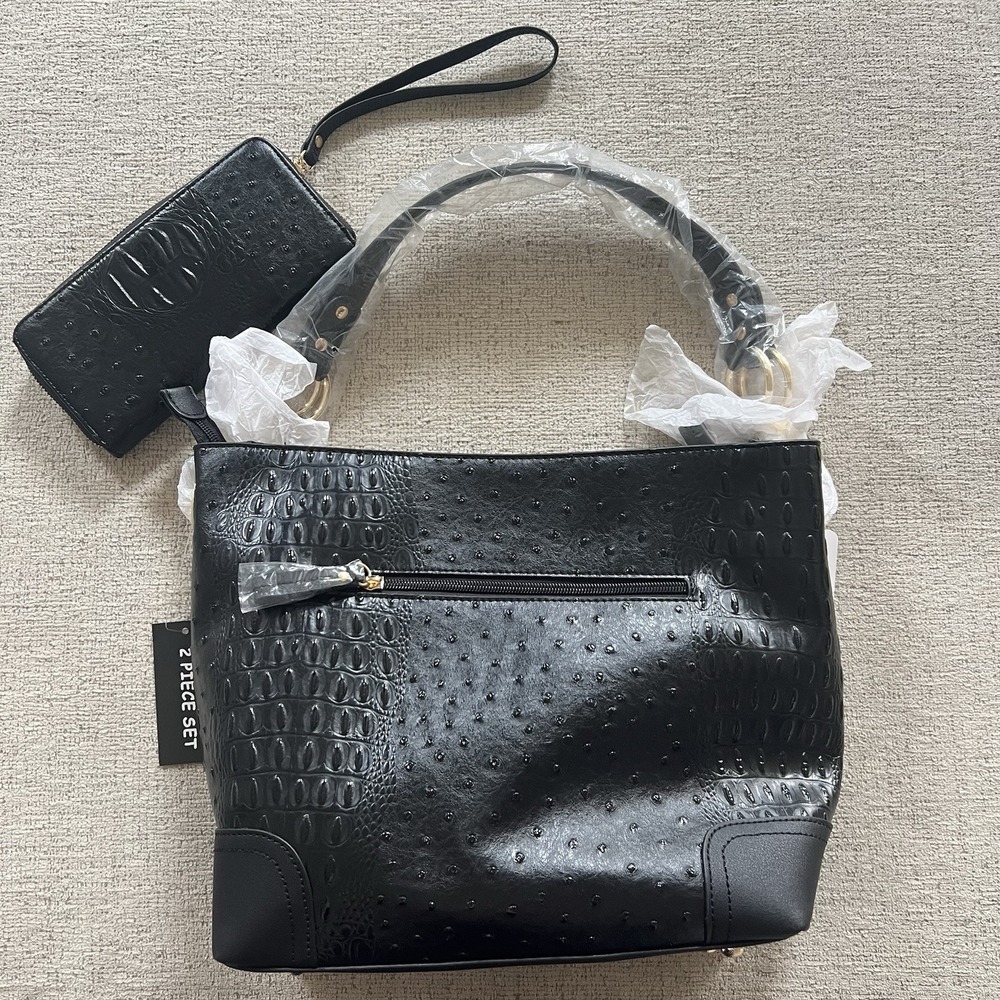 MKF Collection Tote Handbag‎ Wallet Set Top Handle Vegan Leather Black Purse NEW